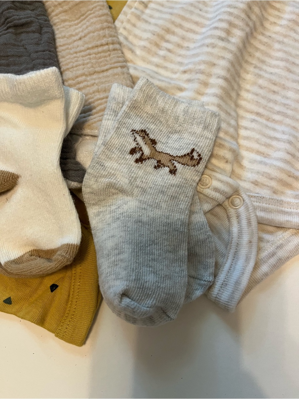 12 month Gerber onsie, sock, and bib set. - Picture 2 of 4